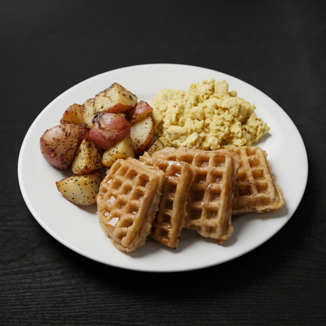 Scrambled Eggs - Potatoes _ Waffle.